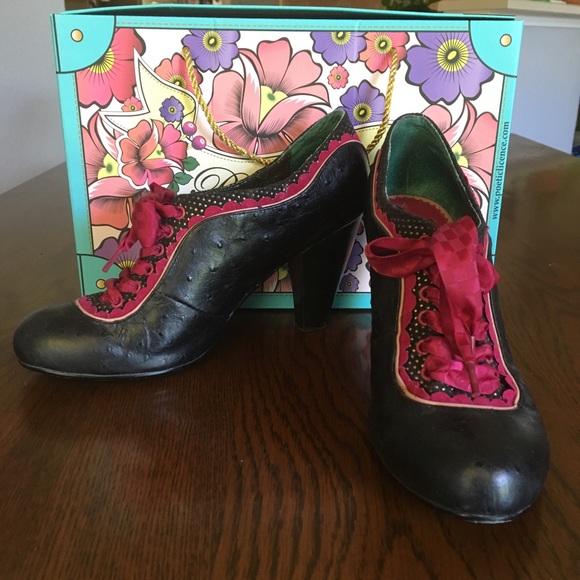 Poetic License Shoes - Poetic License Black Leather Lace Up Heals